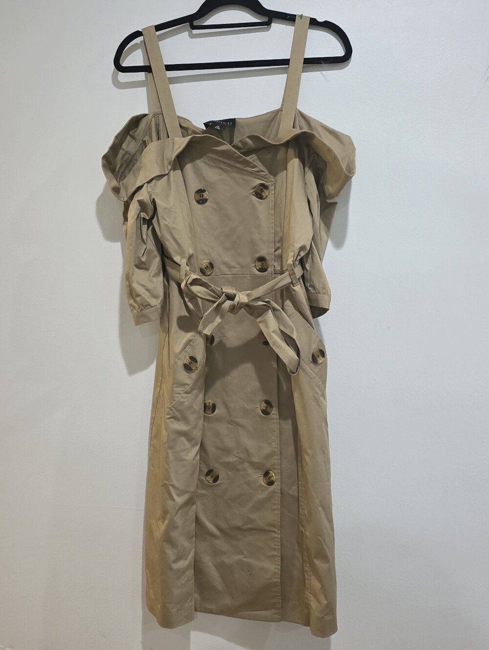 Eloquii Khaki Off-The-Shoulder Trench Dress Size 18 - Picture 2 of 9